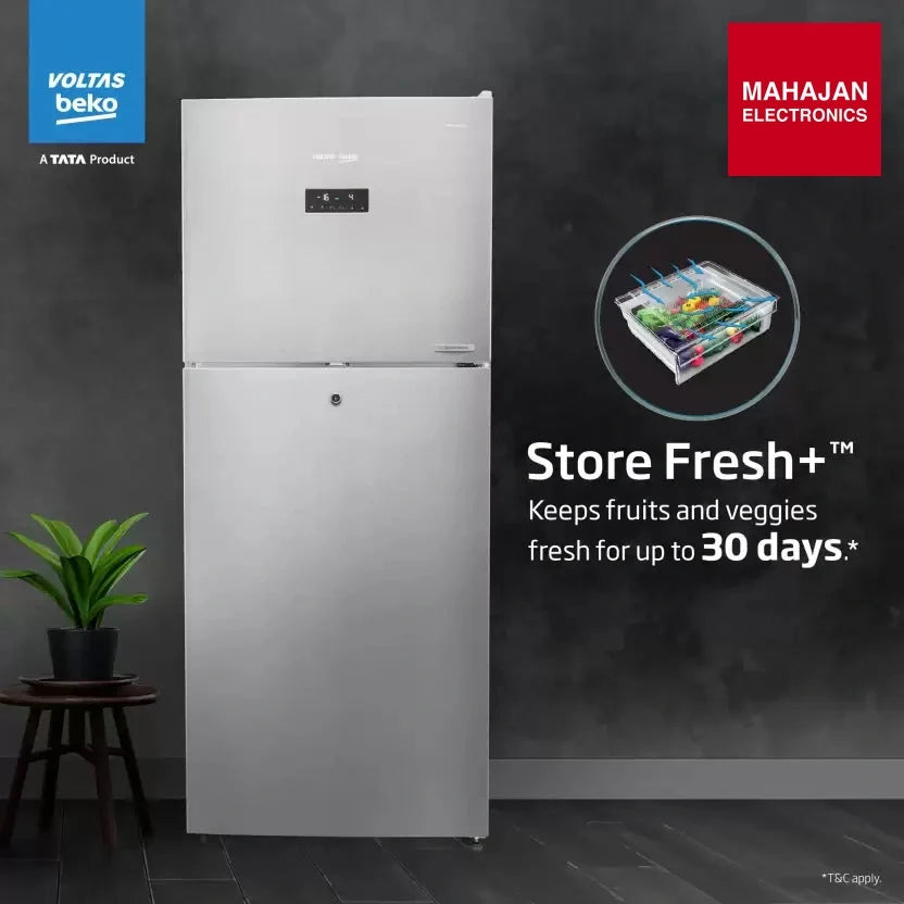 Voltas Beko RFF4653XPCF 432 L Frost Free Double Door Top Mount 2 Star Refrigerator Mahajan Electronics Online