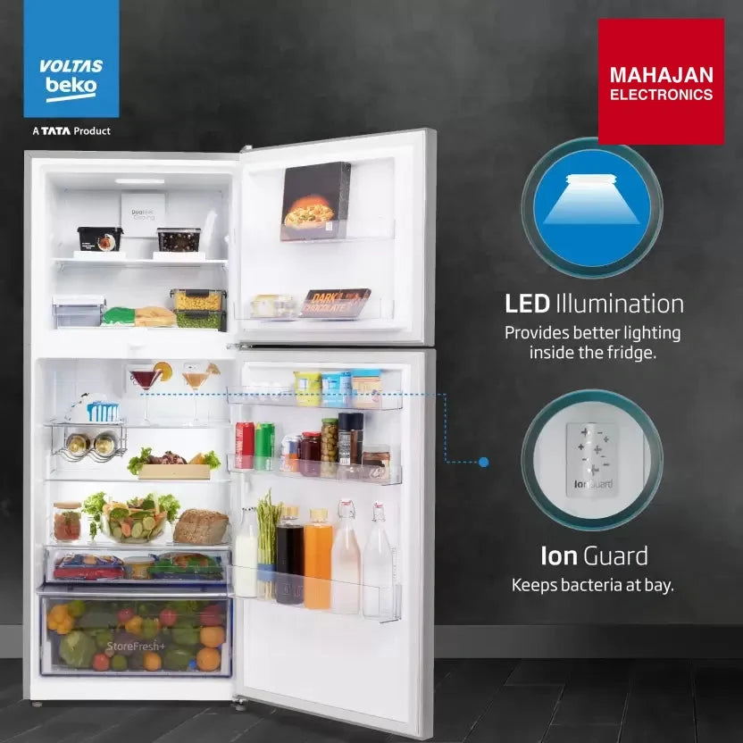 Voltas Beko RFF4653XPCF 432 L Frost Free Double Door Top Mount 2 Star Refrigerator Mahajan Electronics Online
