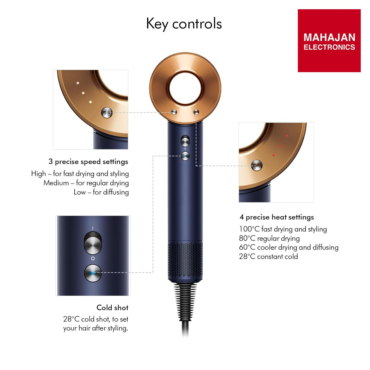 Dyson Supersonic hair dryer secondary image with Mahajan Electronics logo