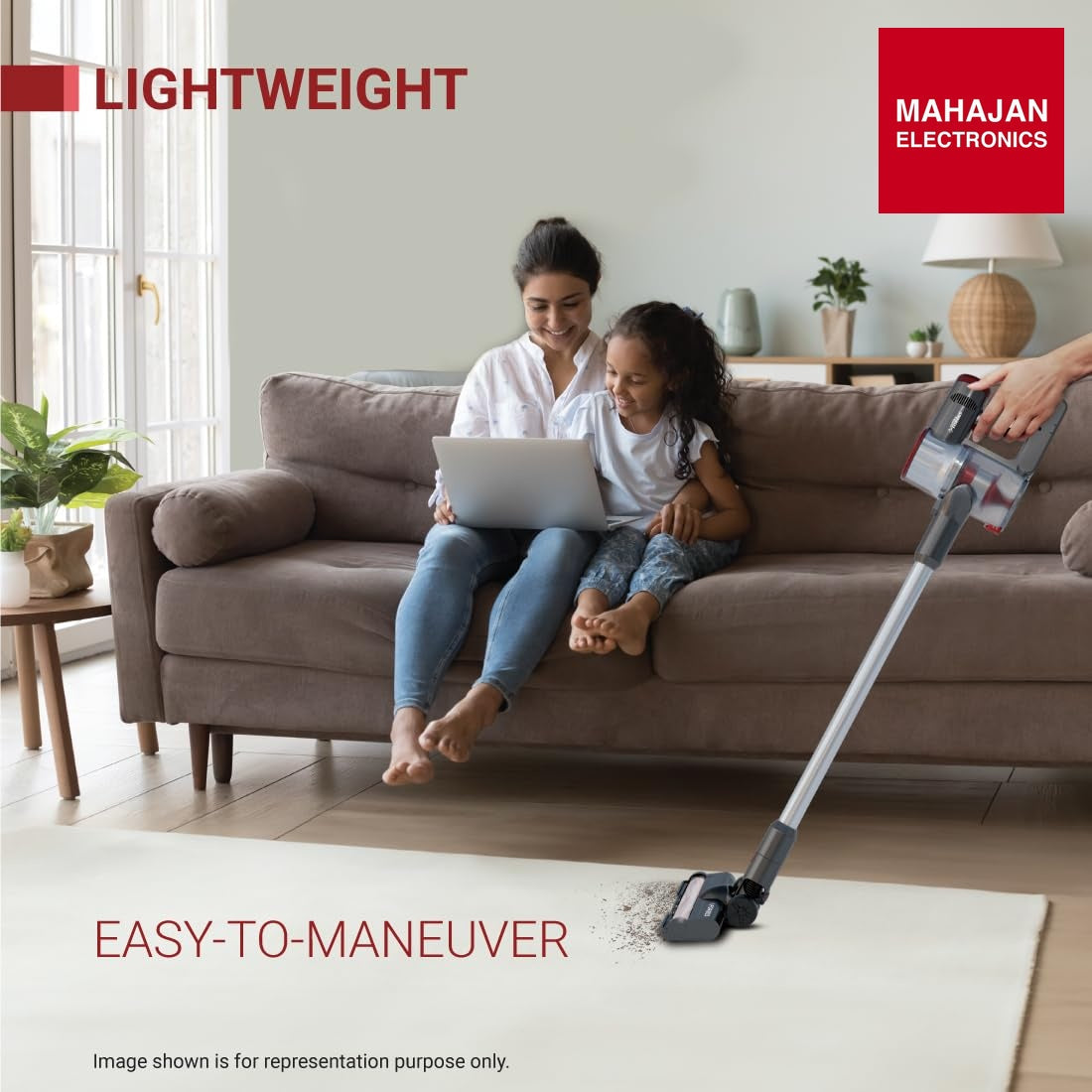Eureka Forbes Kordfree K11 Lite vacuum cleaner secondary image with Mahajan Electronics logo