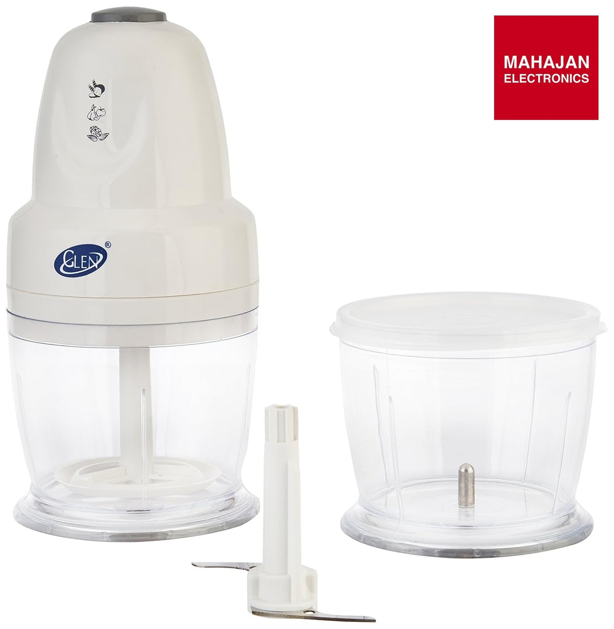 Glen SA4043 Plus Mini Electric Chopper 250W with Extra Bowl | Stainless Steel Blades & Whisker Disk | Mahajan Electronics Delhi NCR GLEN