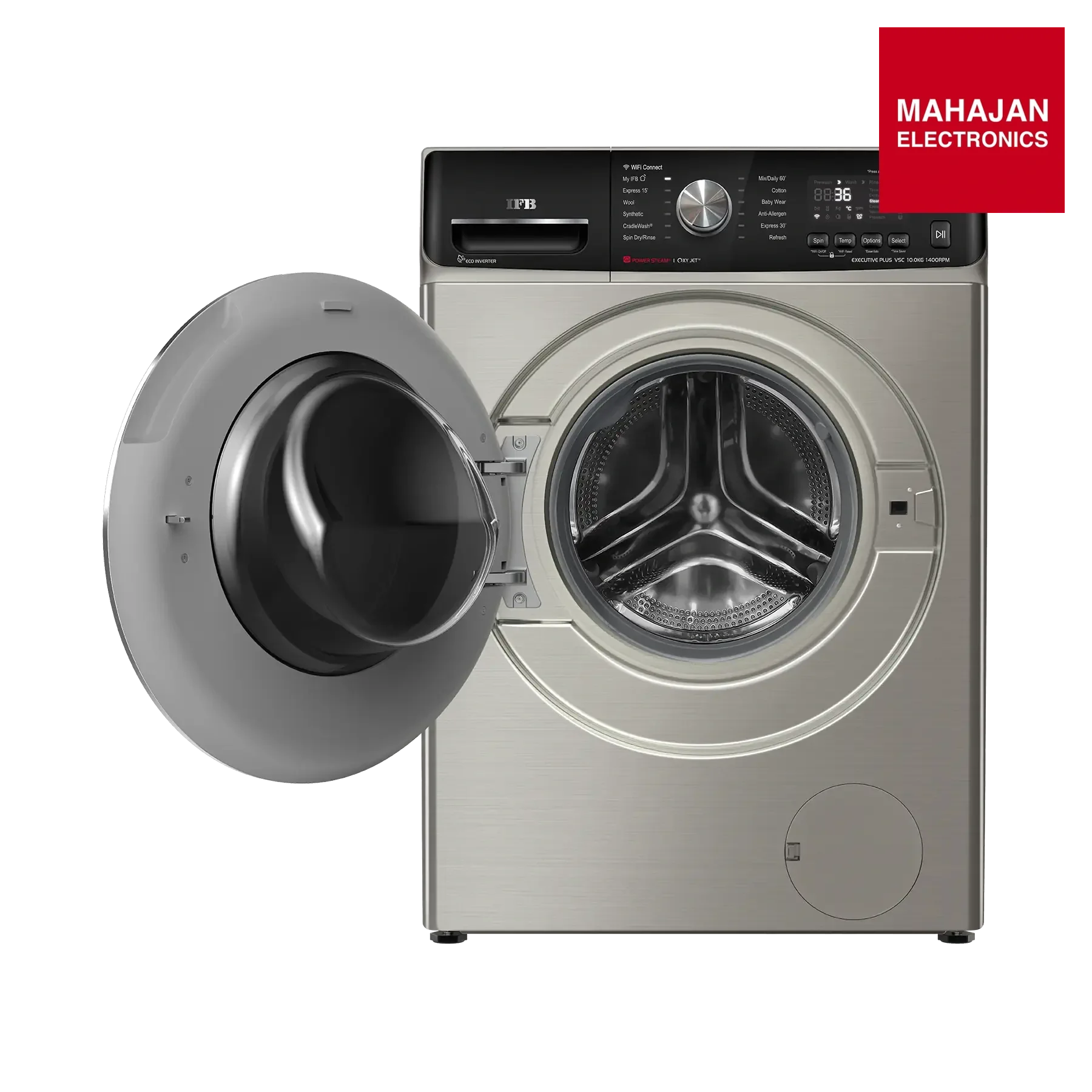 IFB Executive Plus VSC washing machine secondary image with Mahajan Electronics logo