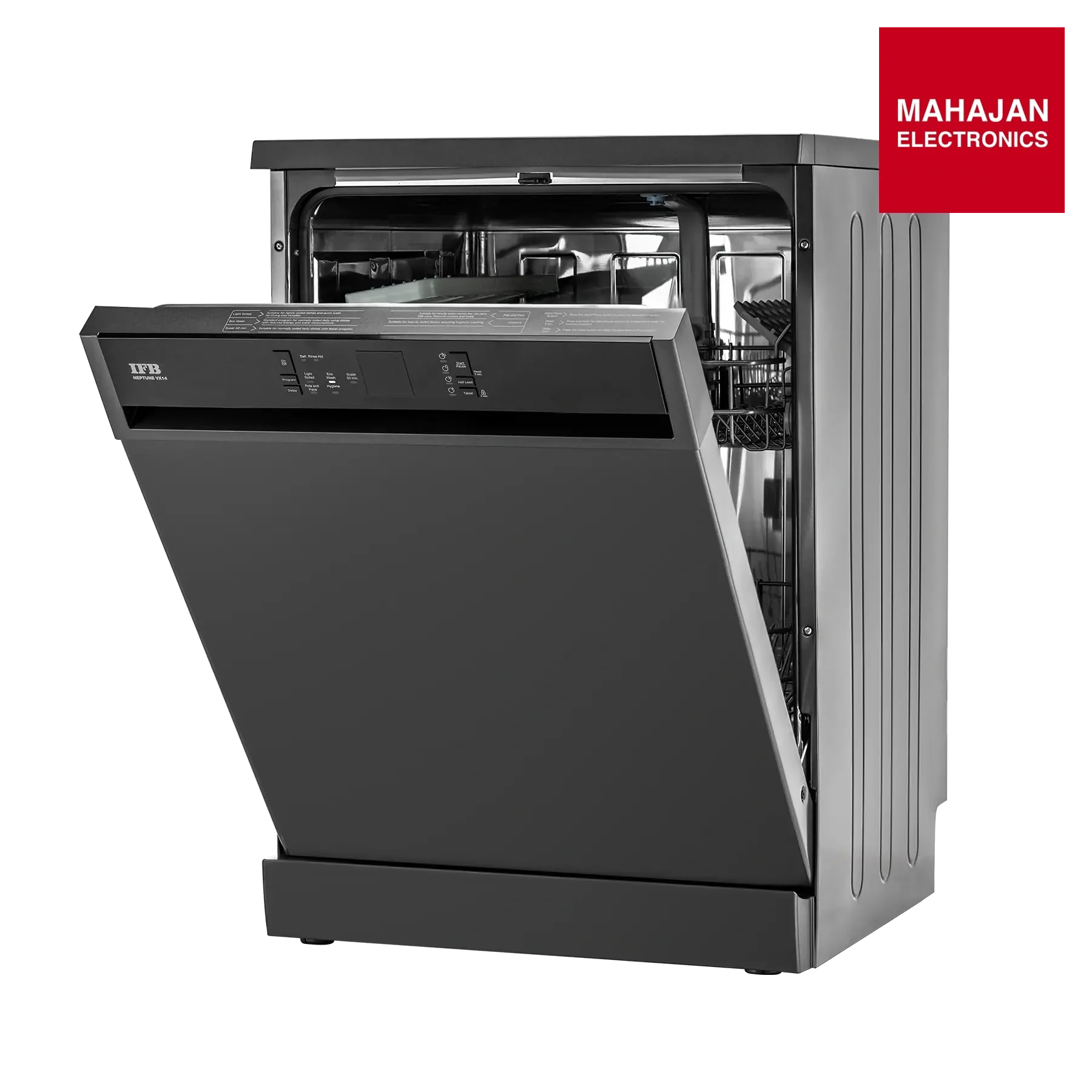 IFB Neptune VX 14 14 Place Settings Freestanding Dishwasher – 70°C Hot Water Wash, Steam Drying, Dark Silver IFB