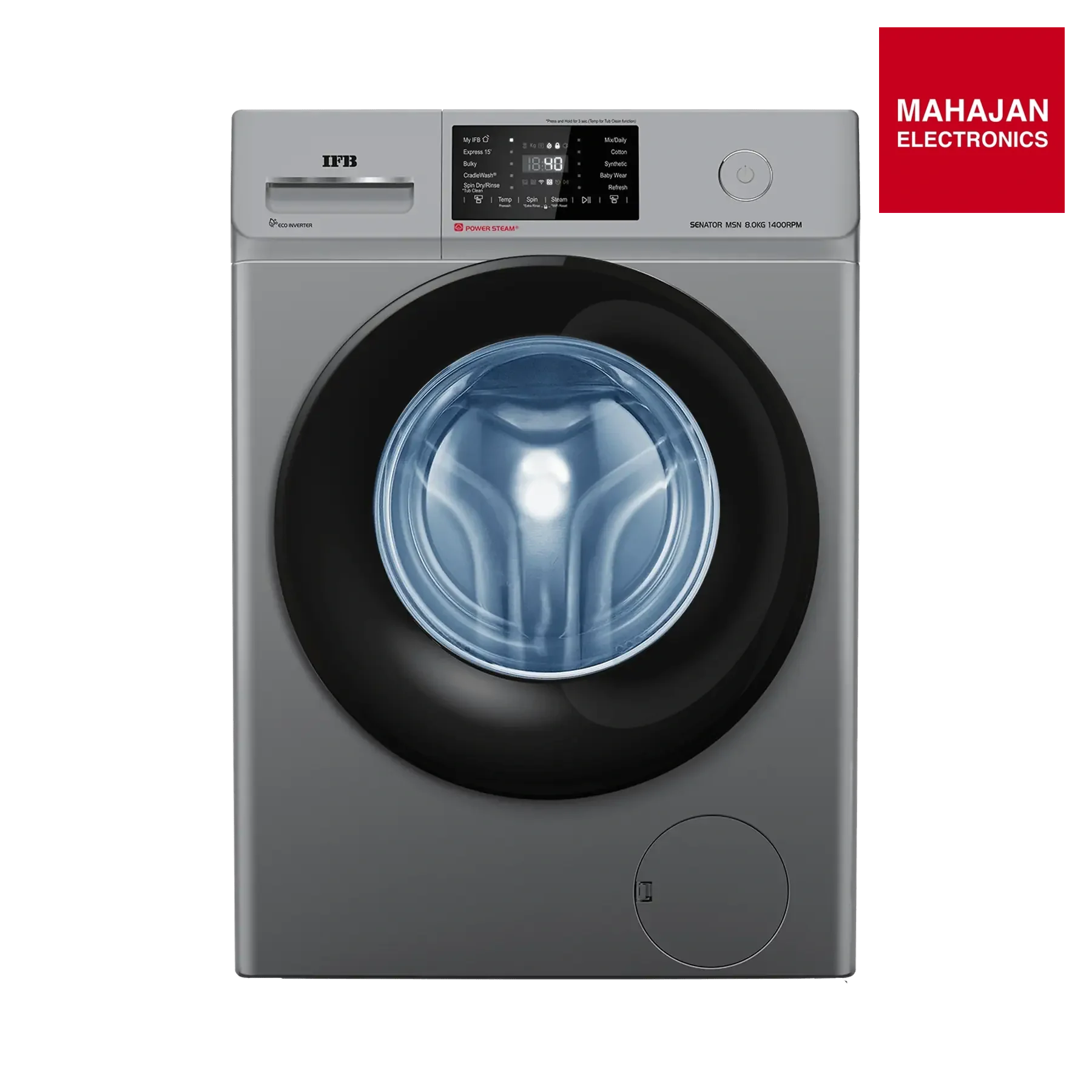 IFB Senator MSN 8014 washing machine secondary image with Mahajan Electronics logo