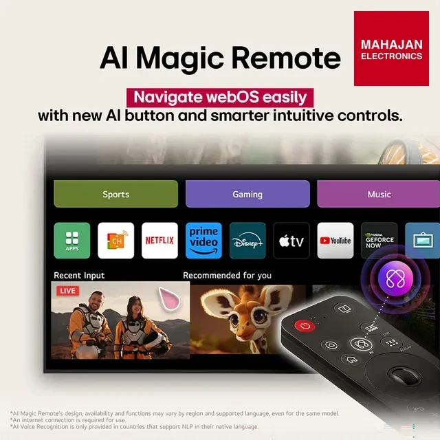 LG 55QNED8BA television secondary image with Mahajan Electronics logo