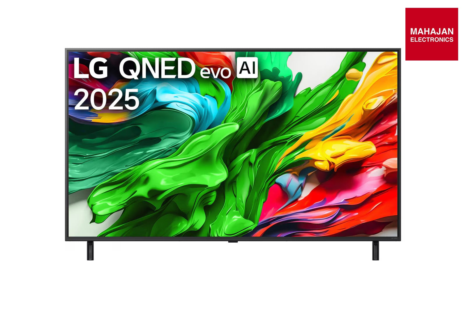 LG 55QNED8GA television secondary image with Mahajan Electronics logo