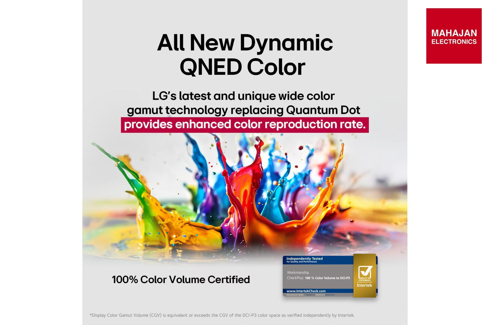 LG 55QNED8GA television secondary image with Mahajan Electronics logo