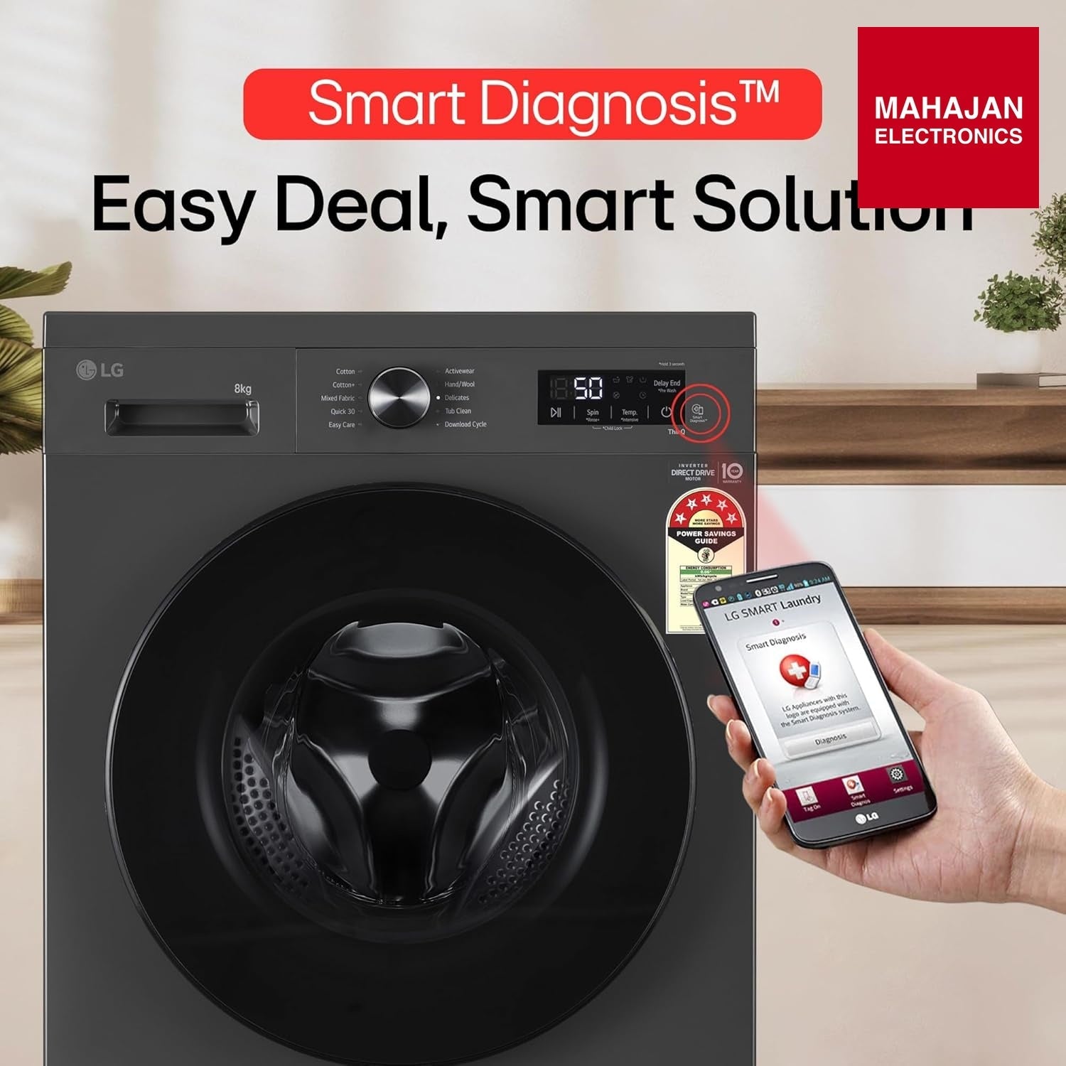 LG FHB1208Z2M washing machine secondary image with Mahajan Electronics logo