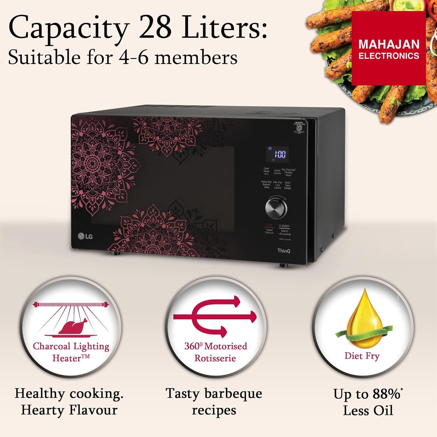 LG MJEN286VIW microwave secondary image with Mahajan Electronics logo