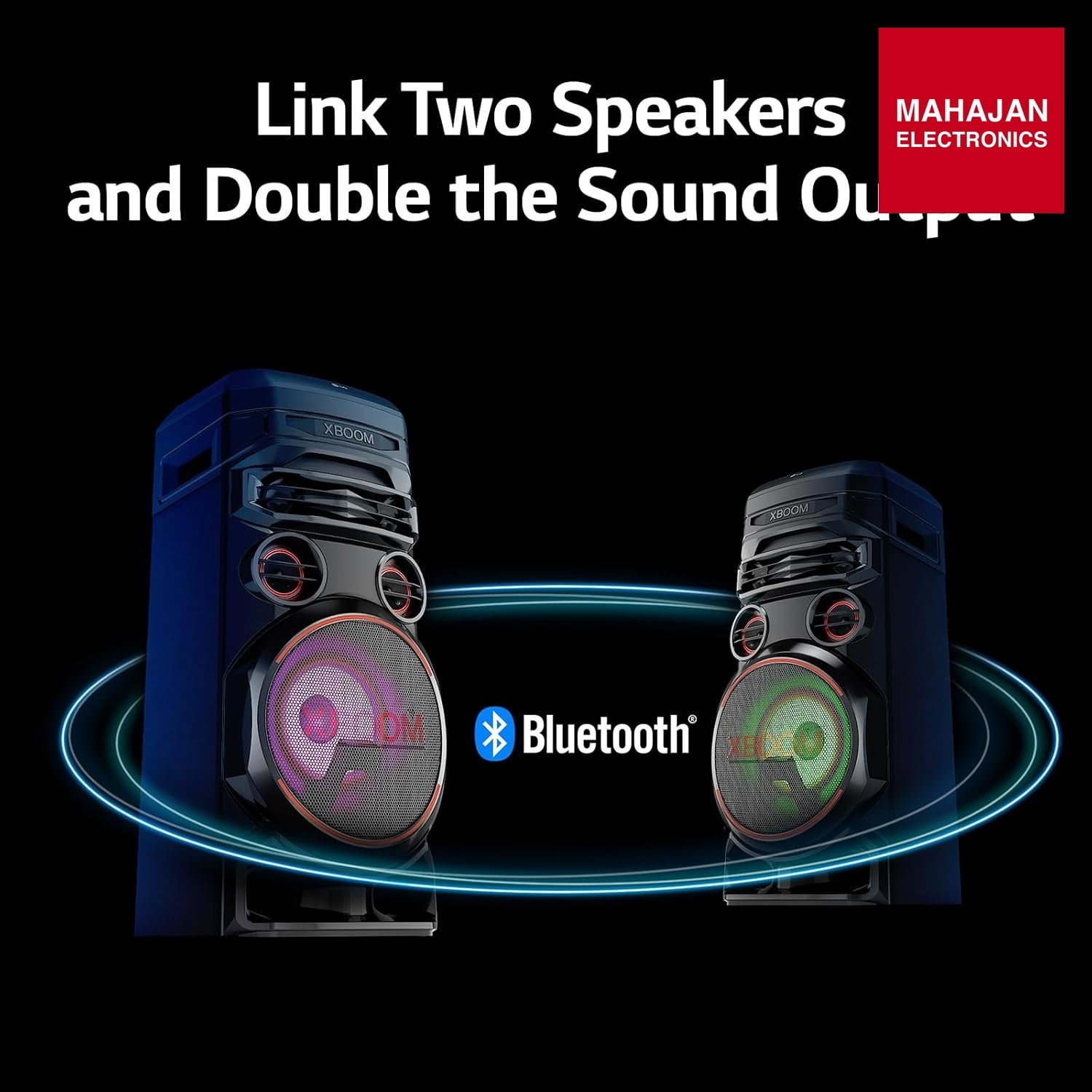 LG XBOOM RNC7 party speaker secondary image with Mahajan Electronics logo