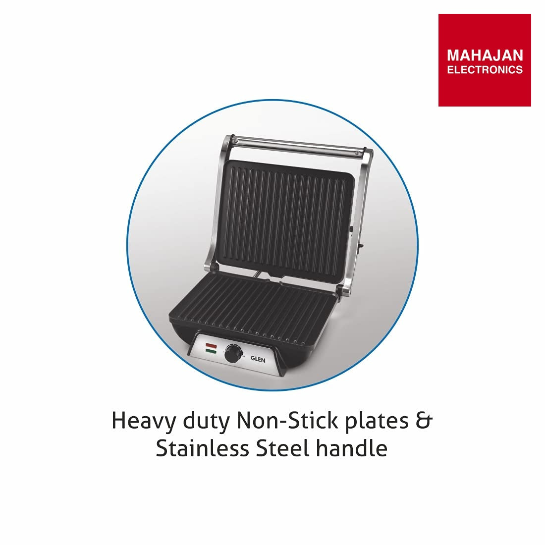 Glen SA3031 Contact Grill 2000W with Oil Collector Tray and 180 Degree Opening Silver – Mahajan Electronics Online.