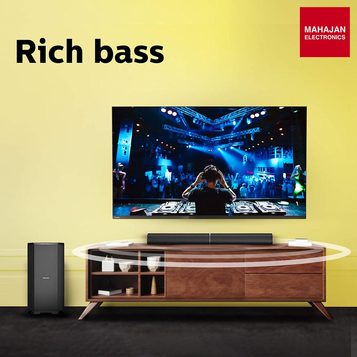 Philips MMS8085B 80 W 2.1 Channel Convertible Bluetooth Soundbar with Multipoint Connectivity & USB Input (Black) โ Mahajan Electronics Online.