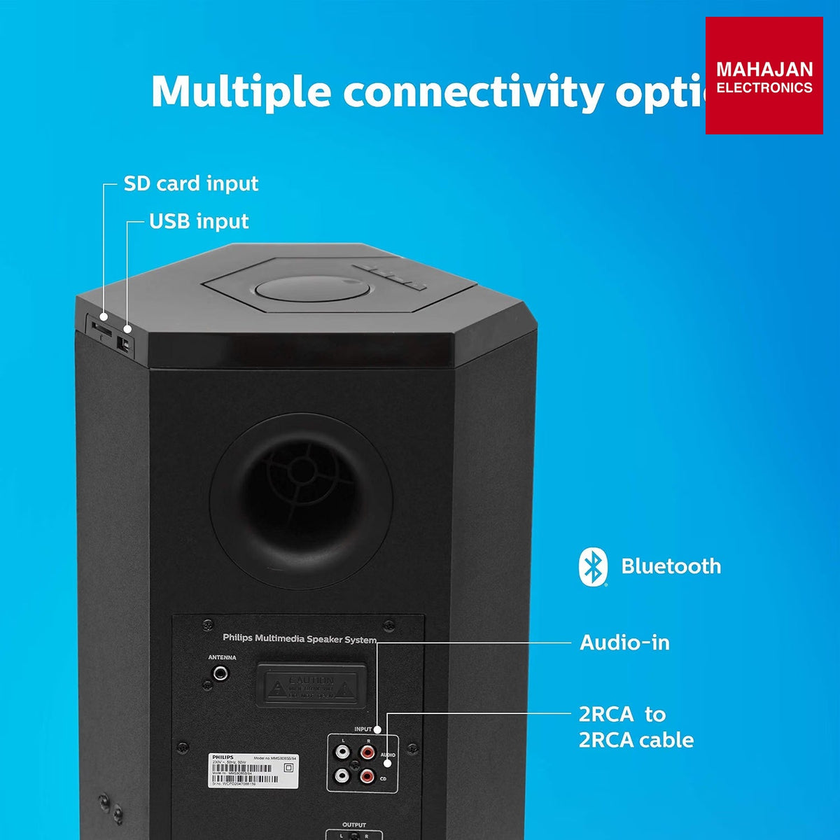 Philips MMS8085B 80 W 2.1 Channel Convertible Bluetooth Soundbar with Multipoint Connectivity & USB Input (Black) โ Mahajan Electronics Online.