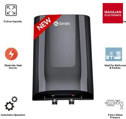 AO Smith MiniBot 3 L Instant Water Geyser Black - Mahajan Electronics Online