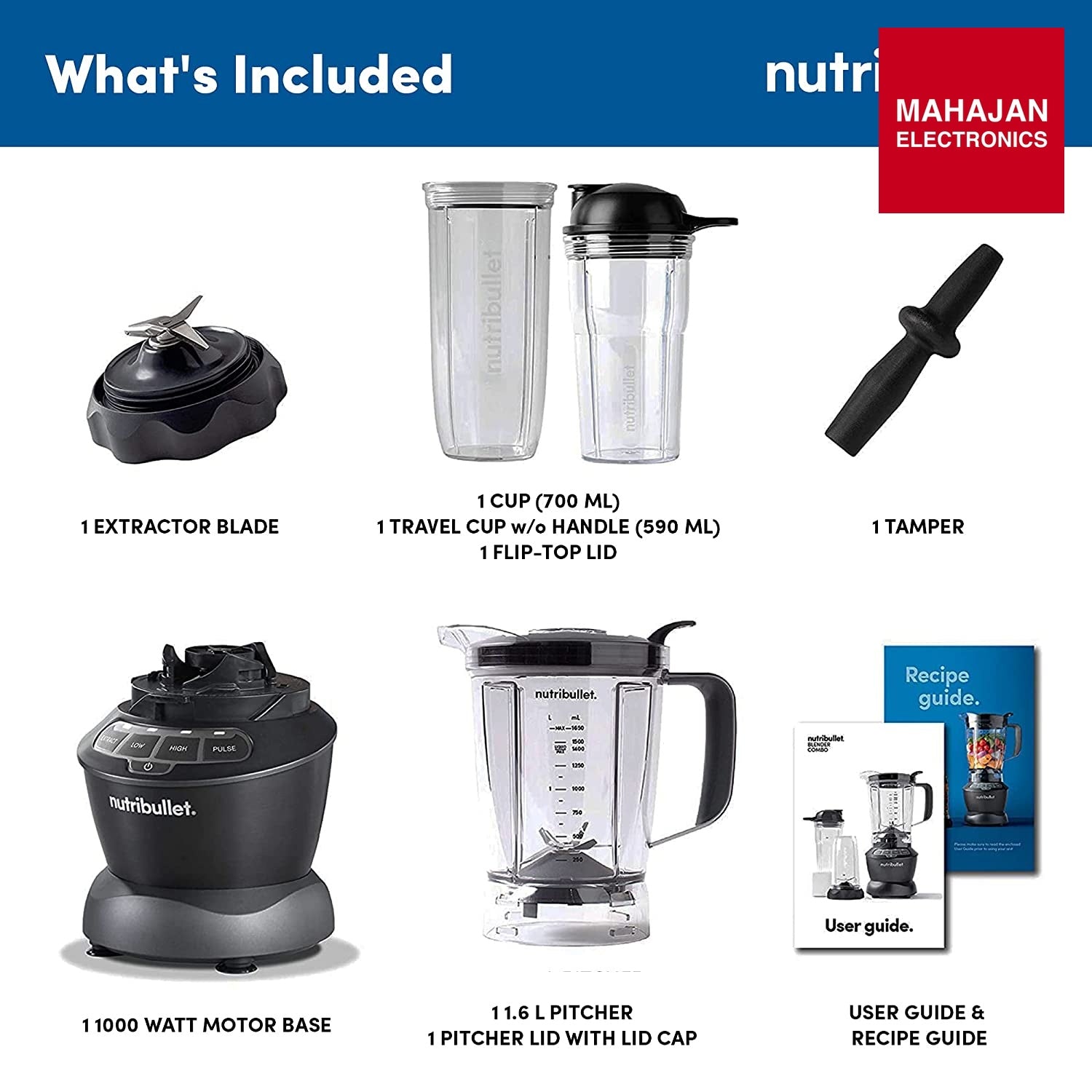 NutriBullet NBC-1049DG/NBC-10B Smoothie Maker, 1000W (Dark Grey), 1 Pitcher, 2 Jar Cup – Mahajan Electronics Online.