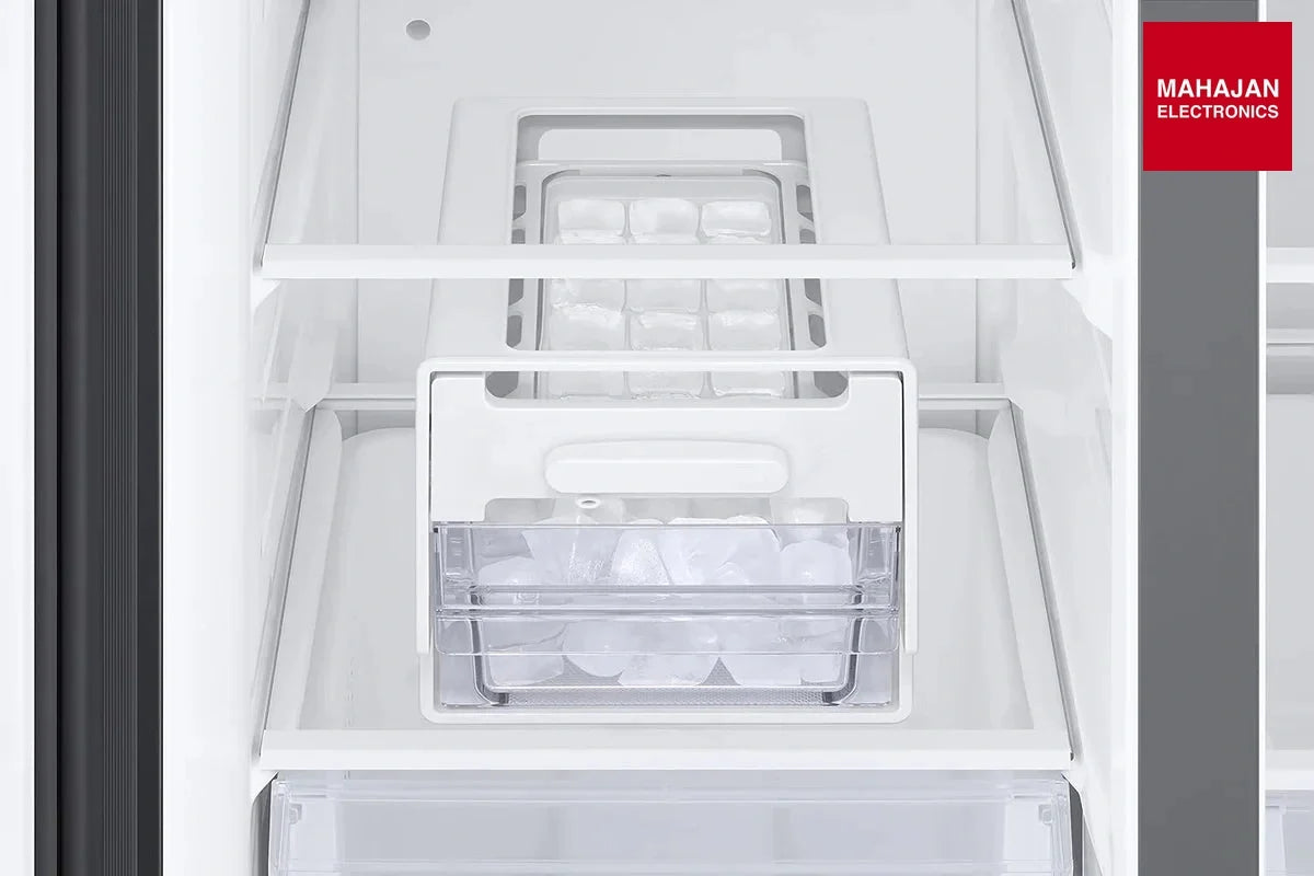 Samsung RS76CG8103 refrigerator secondary image with Mahajan Electronics logo