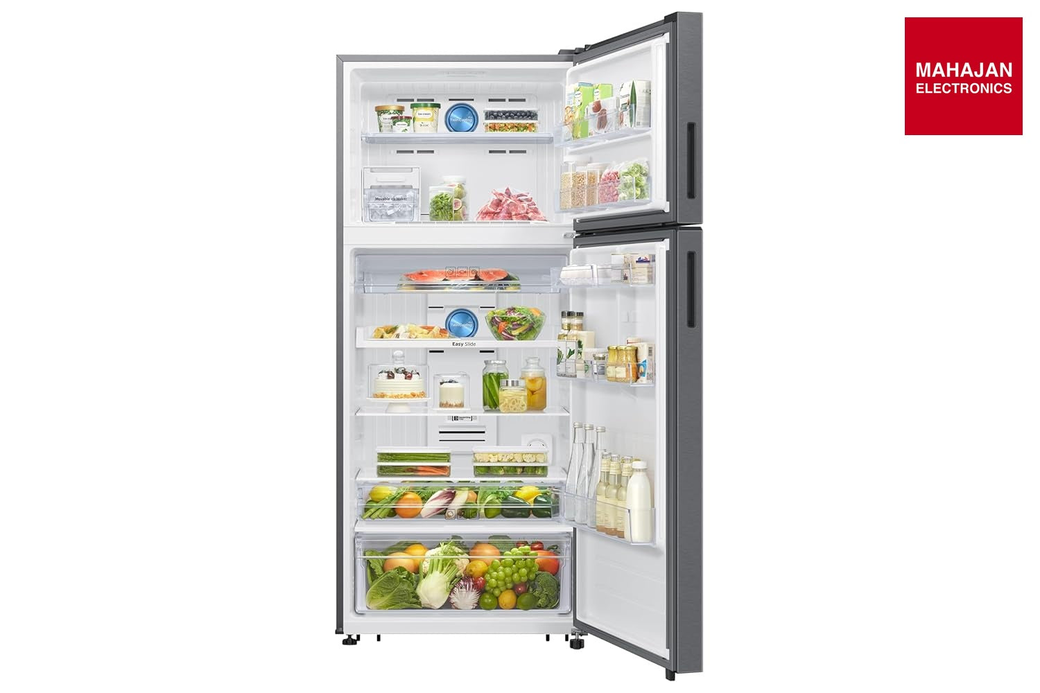 Samsung RT56HG7A61 refrigerator secondary image with Mahajan Electronics logo