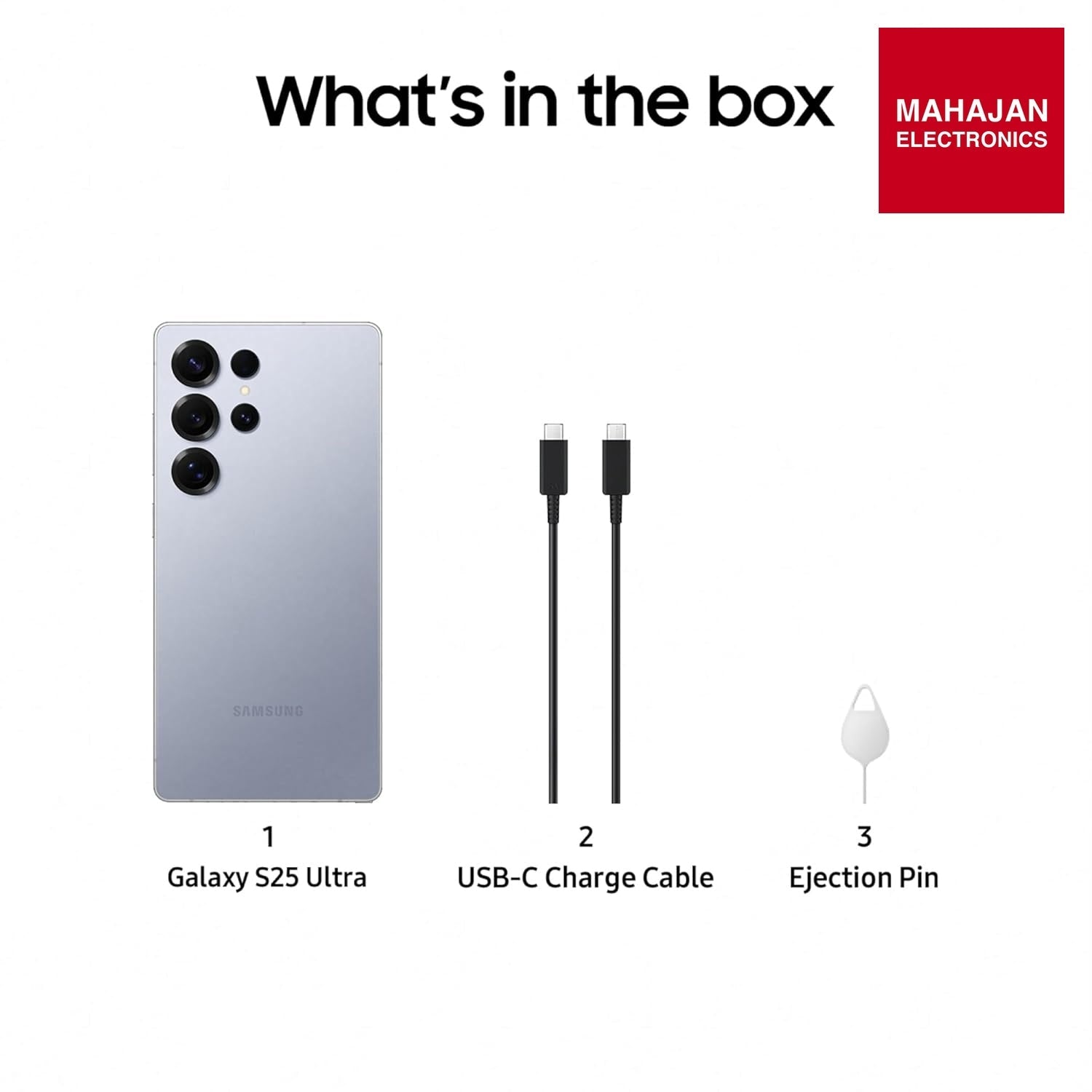Samsung Galaxy S25 Ultra Titanium Silverblue secondary image with Mahajan Electronics logo