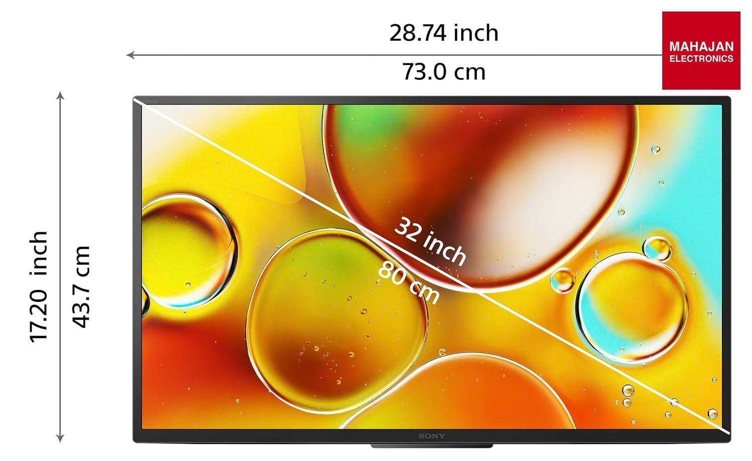 Sony KD-32W835 BRAVIA 32 Inch HD Ready Smart LED Google TV (HDR10, Dolby Audio, X-Reality PRO) – 80 cm, Black Sony