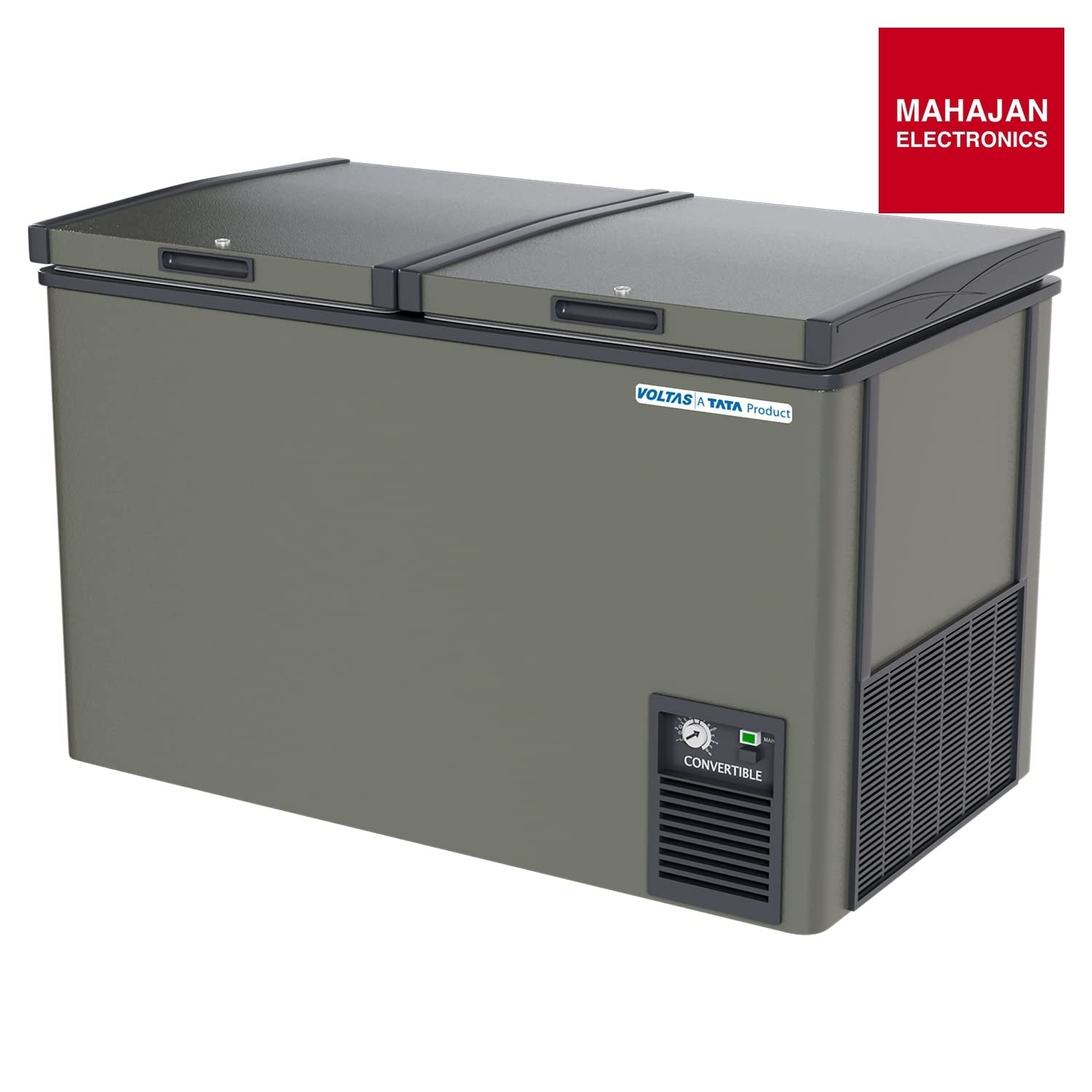 Voltas CVF320 deep freezer secondary image with Mahajan Electronics logo