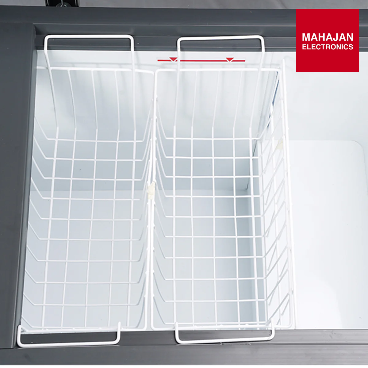 Voltas CVF320 deep freezer secondary image with Mahajan Electronics logo