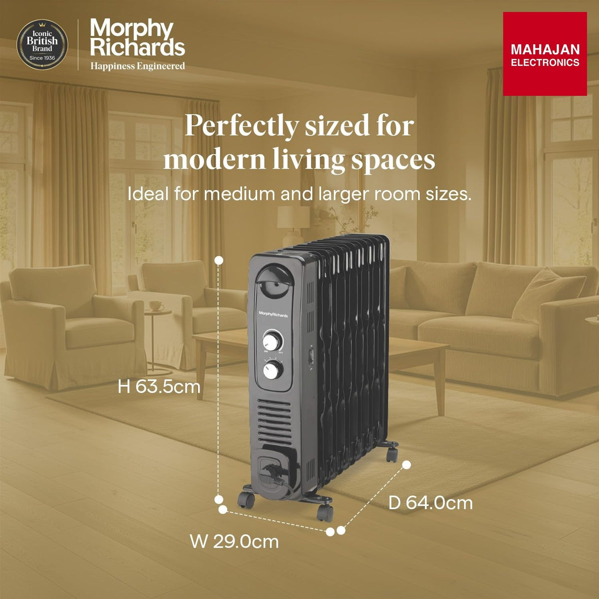 Morphy Richards 13F Heat Wave 290032 2900 W 13 Fin Oil Filled Room Heater with PTC Fan & Overheat Protection (White) – Mahajan Electronics Online.