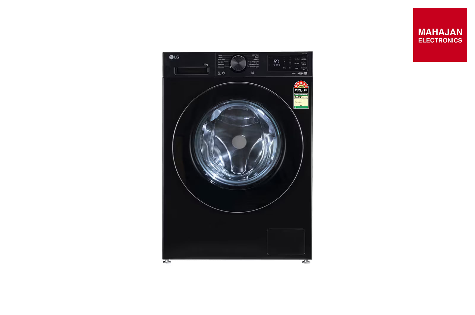 LG FX1412N3O 12 KG Front Load Washing Machine, AI Direct Drive™, 6 Motion DD, Steam, Onyx Black, 5 Star – Mahajan Electronics Online