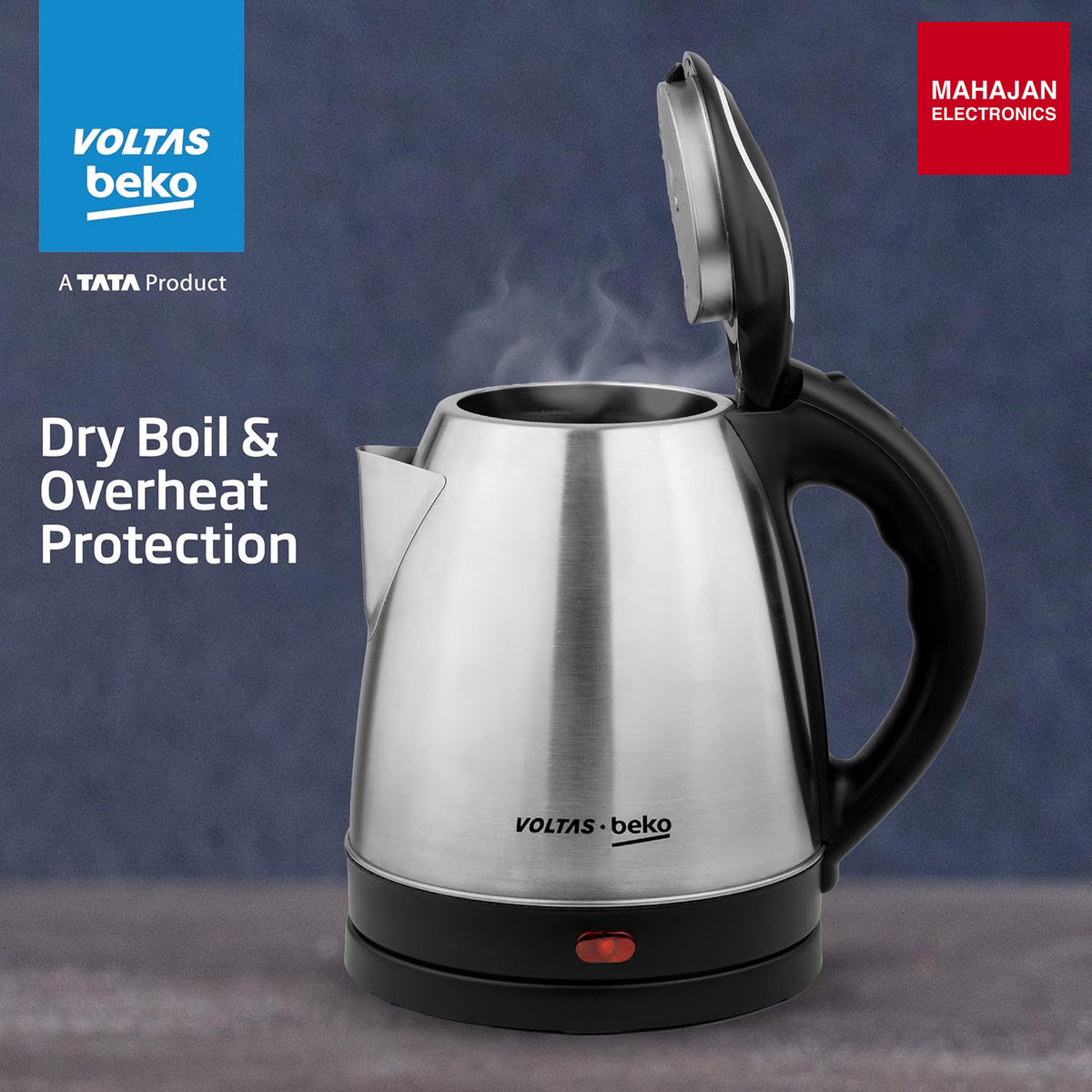 Voltas Beko K135X15H-SL 1.5 L Electric Kettle | 1350W Fast Boil | Stainless Steel | Auto Cut-Off & โ Mahajan Electronics Online.
