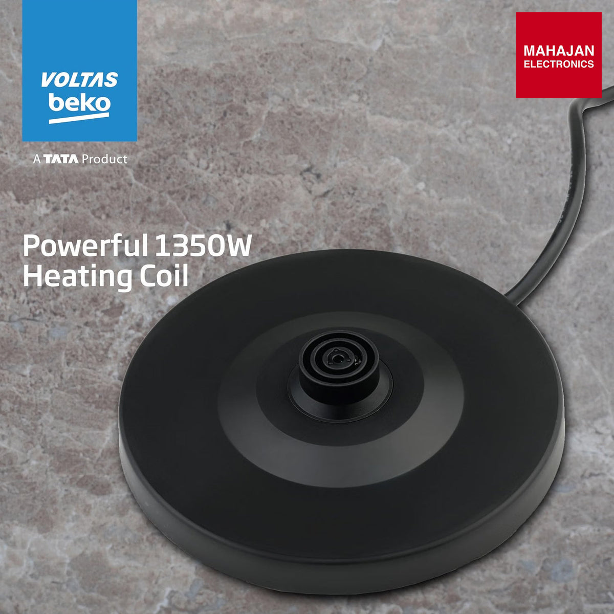 Voltas Beko K135X15H-SL 1.5 L Electric Kettle | 1350W Fast Boil | Stainless Steel | Auto Cut-Off & โ Mahajan Electronics Online.