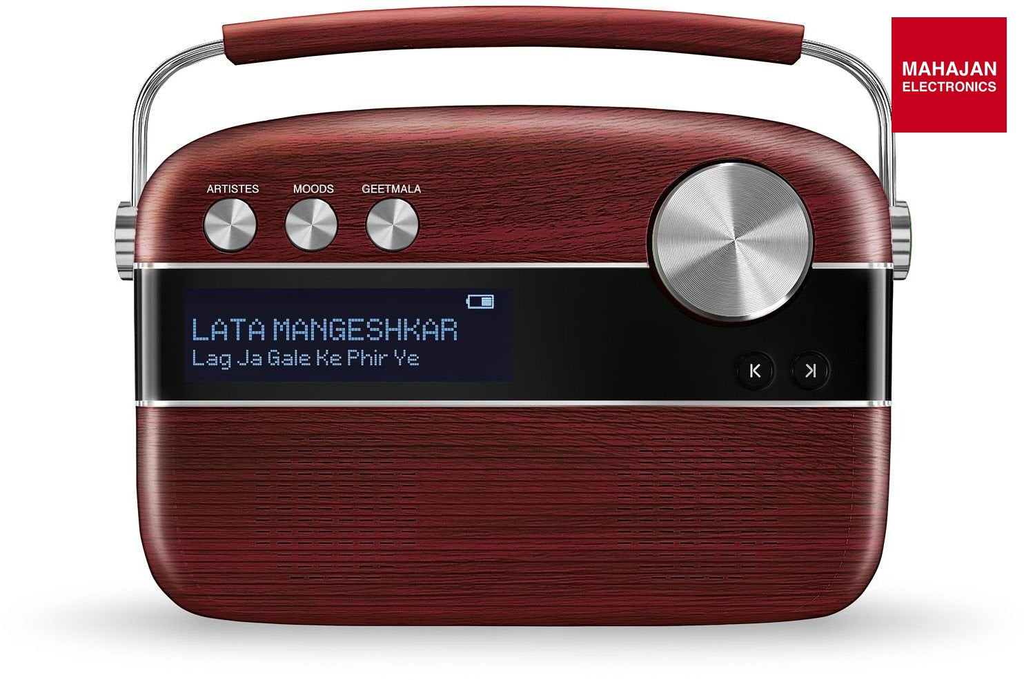 Saregama SC03 Carvaan Hindi - Portable Music Player with 5000 Preloaded Songs, FM/BT/AUX (Cherrywood Red) – Mahajan Electronics Online