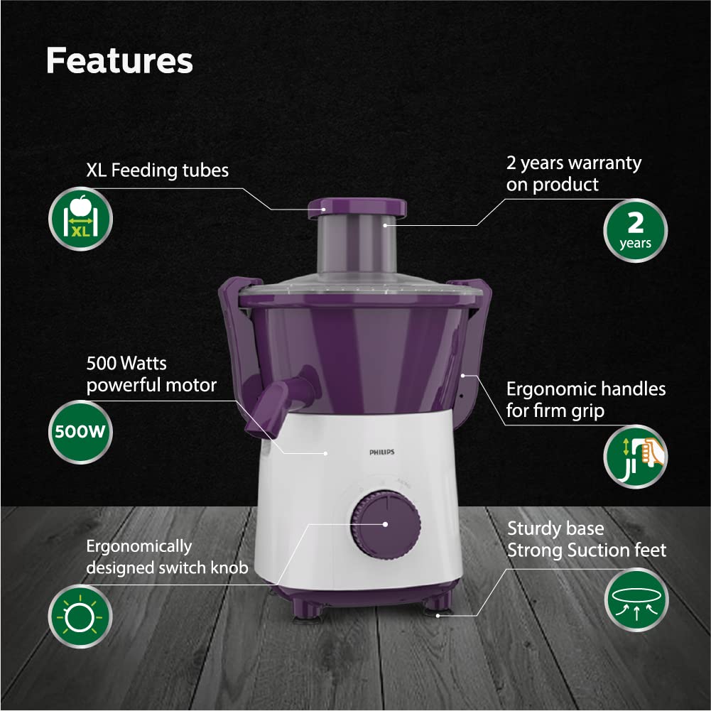 Philips HL7568/02 500W Juicer Mixer Grinder with 3 Jars and XL feeding tube, quick and easy assembly - Mahajan Electronics Online
