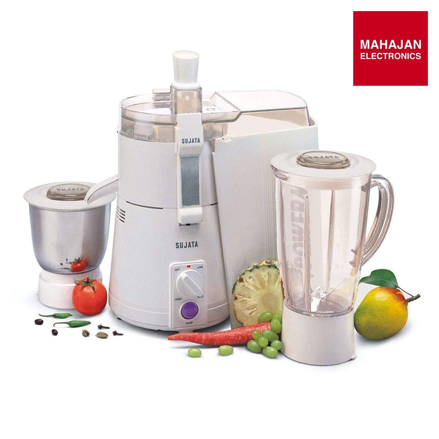 Sujata Powermatic Plus 900 Watts Juicer Mixer Grinder – Heavy Duty Motor, 22000 RPM, Honeycomb Filter, 90 Min Continuous Use, Shock-Proof Body Sujata