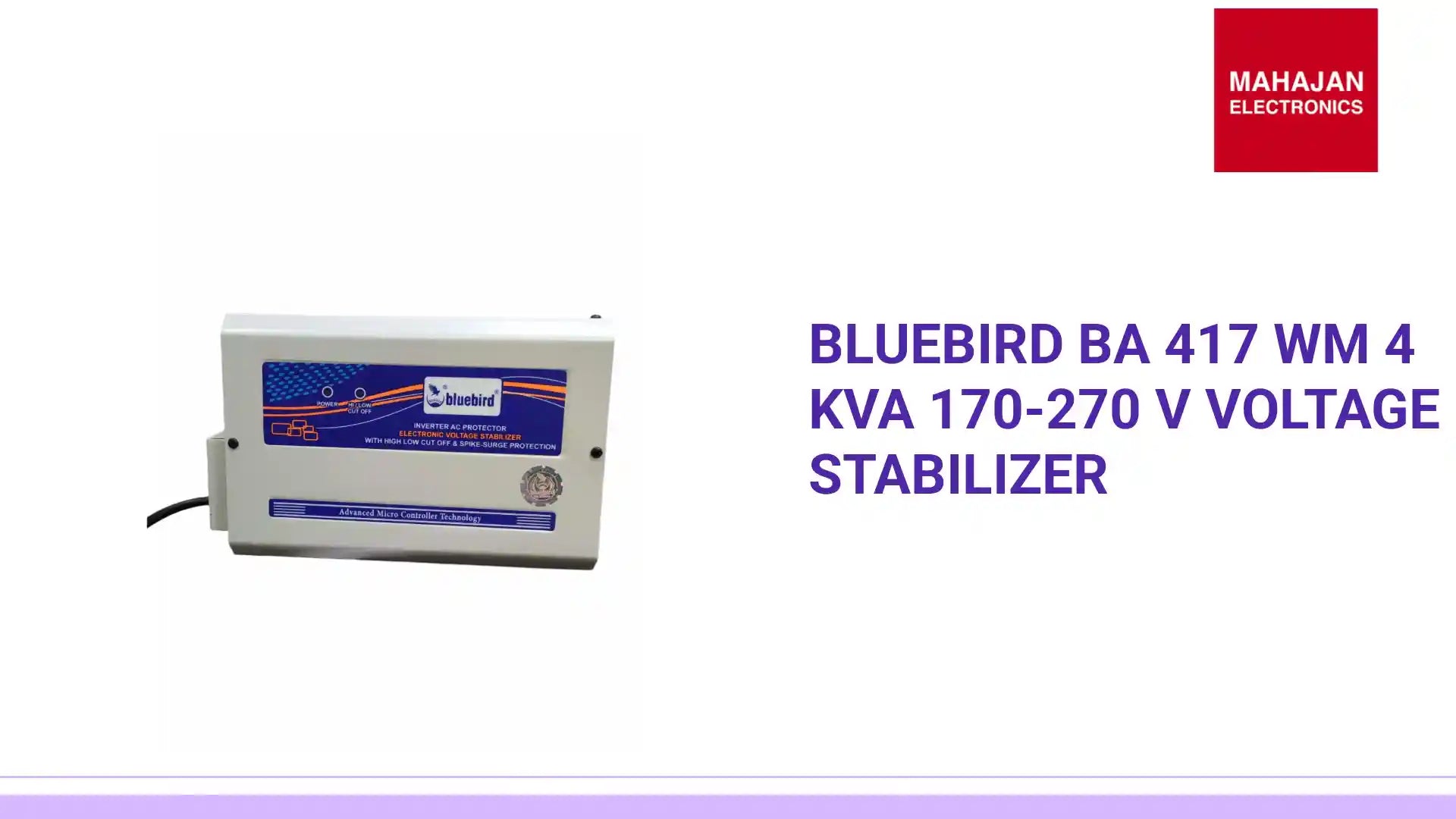 Bluebird BA 417 WM 4 Kva 170-270 V Voltage Stabilizer by@Outfy