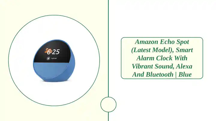 Amazon Echo Spot (latest model), Smart alarm clock with vibrant sound, Alexa and Bluetooth | Blue by@Outfy