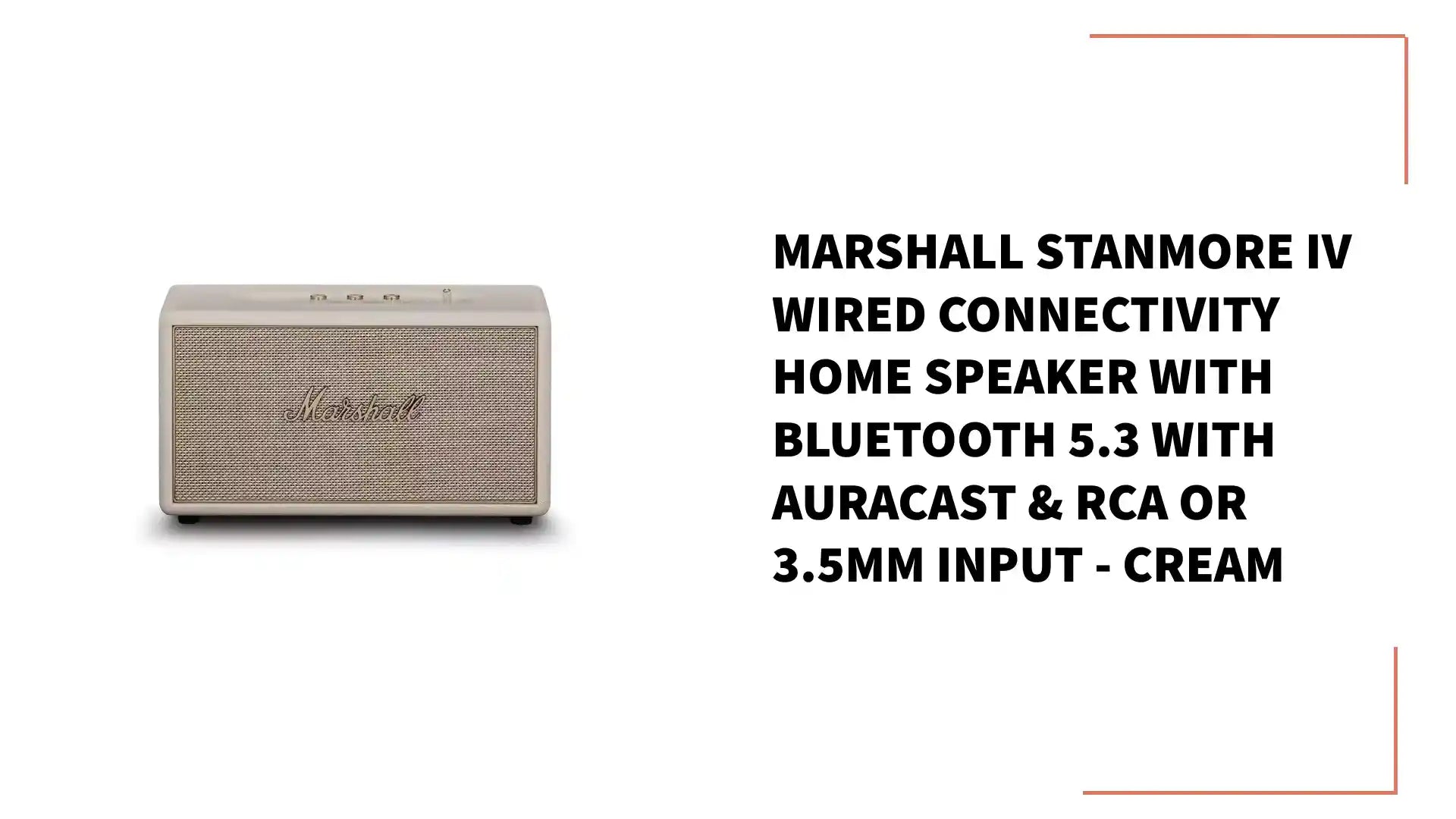 Marshall Stanmore IV Wired Connectivity Home Speaker with Bluetooth 5.3 with Auracast & RCA or 3.5mm Input - Cream by@Outfy