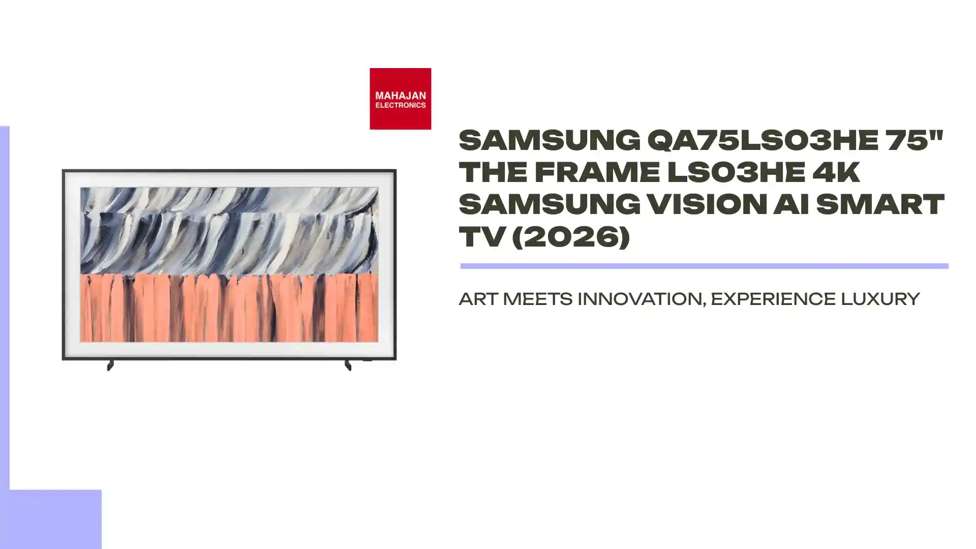 Samsung QA75LS03HE 75" The Frame LS03HE 4K Samsung Vision AI Smart TV (2026) by@Outfy