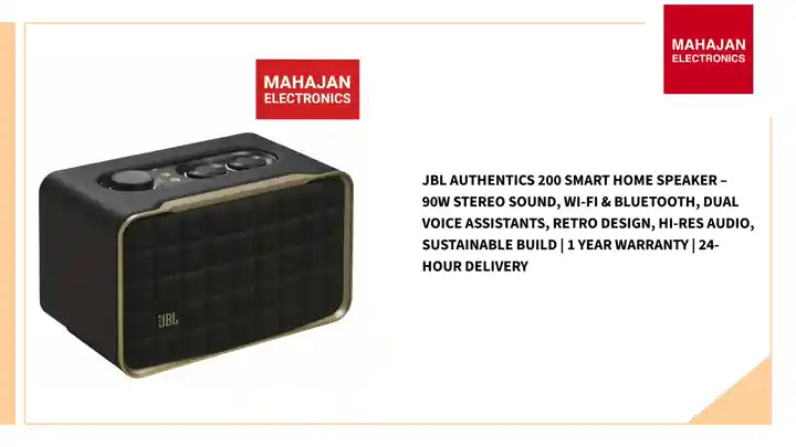 JBL Authentics 200 Smart Home Speaker – 90W Stereo Sound, Wi-Fi & Bluetooth, Dual Voice Assistants, Retro Design, Hi-Res Audio, Sustainable Build | 1 Year Warranty | 24-Hour Delivery by@Outfy