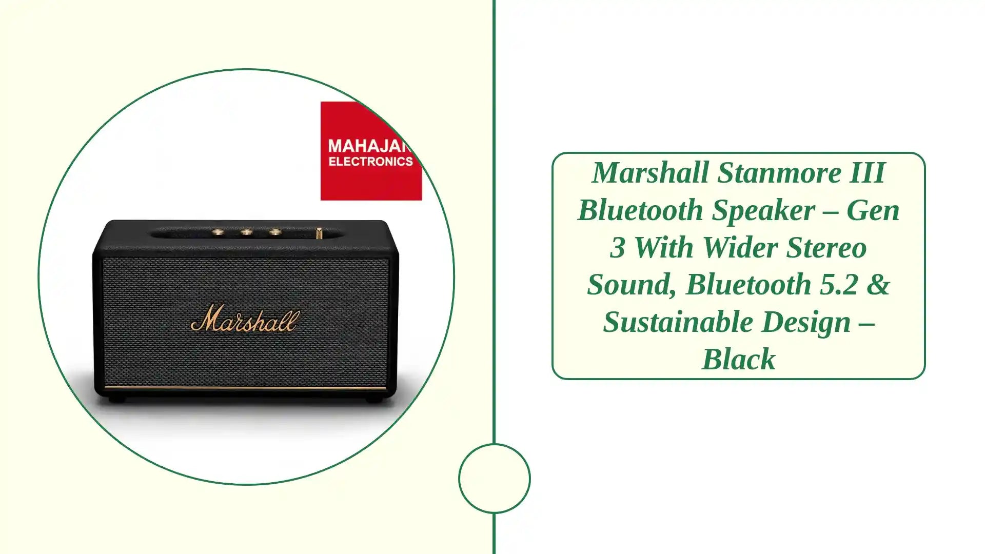 Marshall Stanmore III Bluetooth Speaker – Gen 3 with Wider Stereo Sound, Bluetooth 5.2 & Sustainable Design – Black by@Outfy