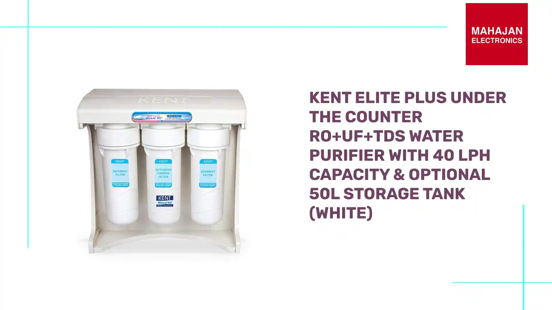 KENT Elite Plus Under the Counter RO+UF+TDS Water Purifier with 40 LPH Capacity & Optional 50L Storage Tank (White) by@Outfy