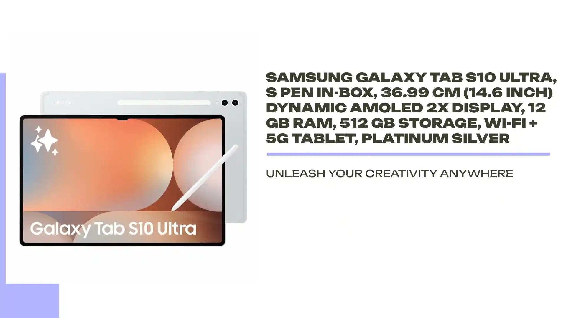 Samsung Galaxy Tab S10 Ultra, S Pen in-Box, 36.99 cm (14.6 inch) Dynamic AMOLED 2X Display, 12 GB RAM, 512 GB Storage, Wi-Fi + 5G Tablet, Platinum Silver by@Outfy