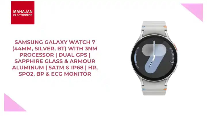 Samsung Galaxy Watch 7 (44mm, Silver, BT) with 3nm Processor | Dual GPS | Sapphire Glass & Armour Aluminum | 5ATM & IP68 | HR, SpO2, BP & ECG Monitor by@Outfy