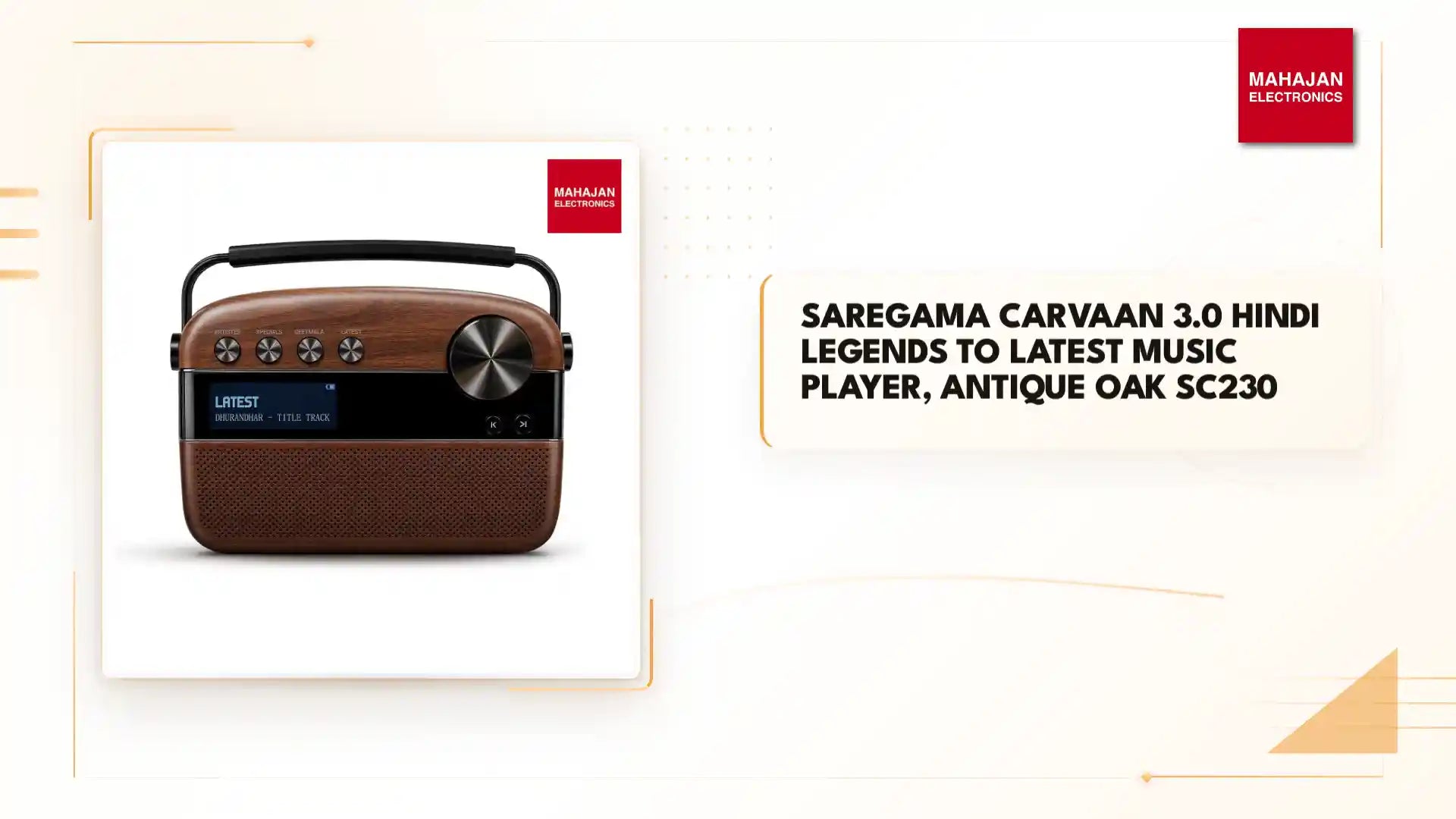 Saregama Carvaan 3.0 Hindi Legends to Latest Music Player, Antique Oak SC230 by@Outfy