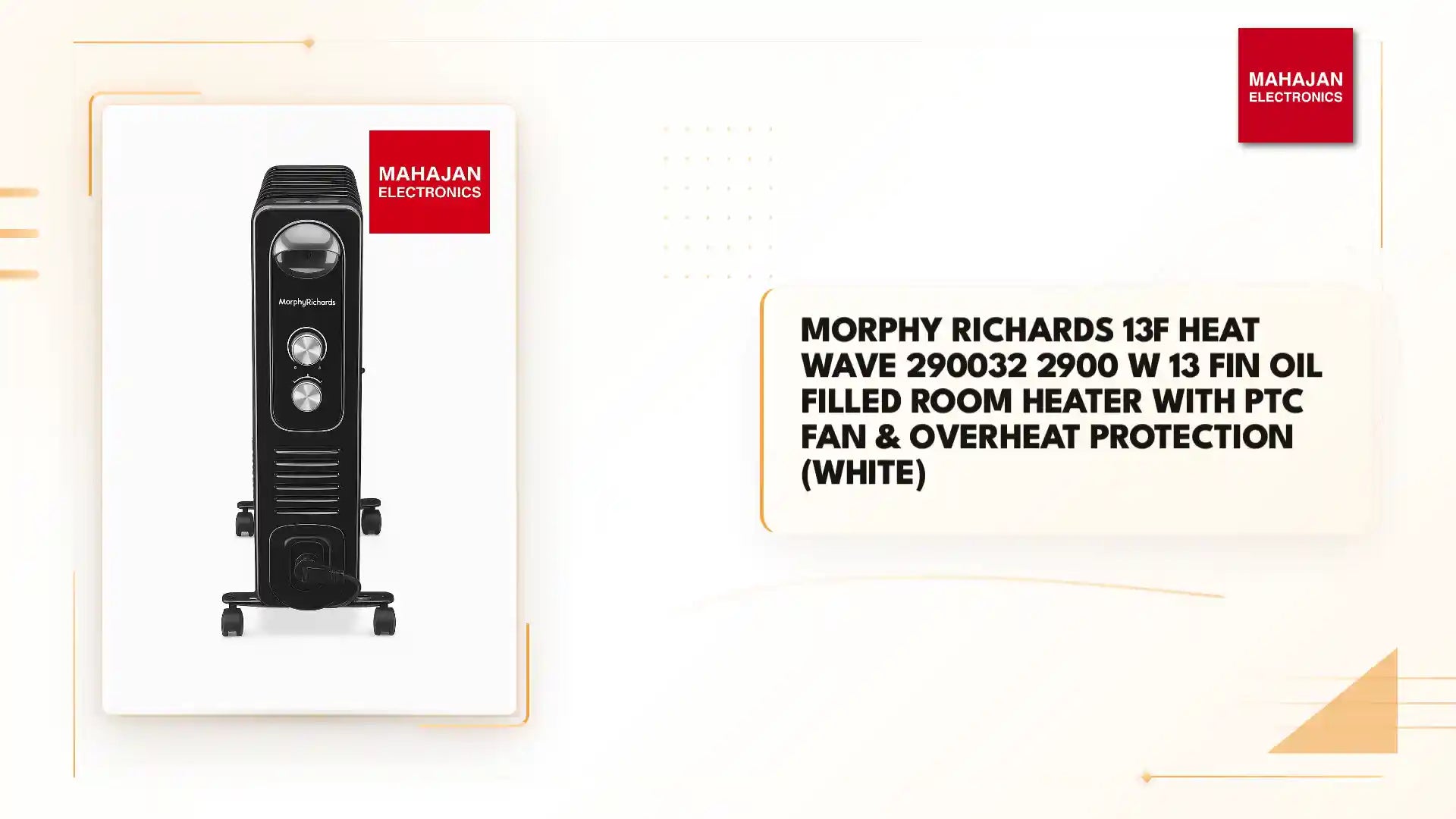 Morphy Richards 13F Heat Wave 290032 2900 W 13 Fin Oil Filled Room Heater with PTC Fan & Overheat Protection (White) by@Outfy