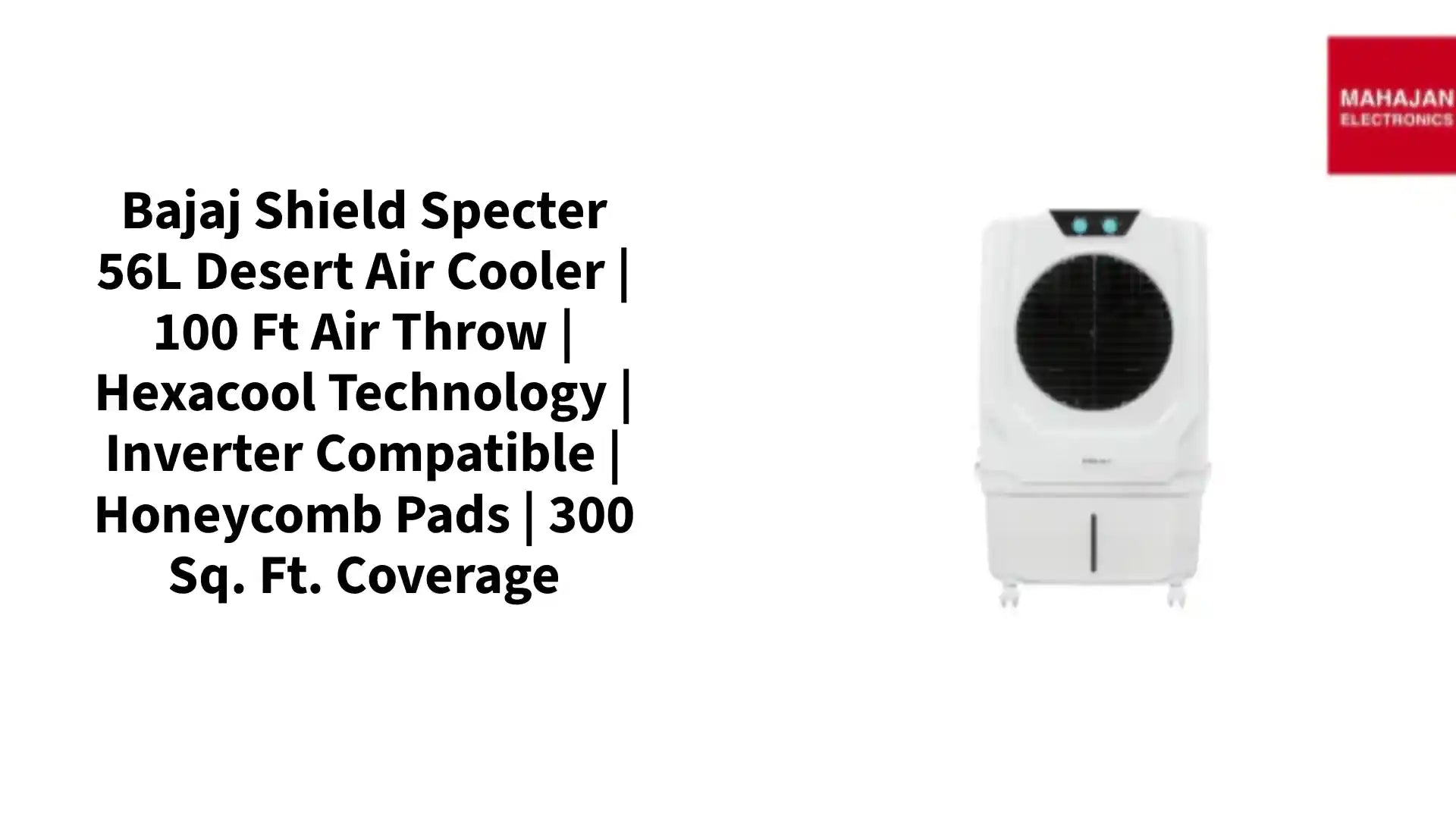Bajaj Shield Specter 56L Desert Air Cooler | 100 Ft Air Throw | Hexacool Technology | Inverter Compatible | Honeycomb Pads | 300 Sq. Ft. Coverage by@Outfy