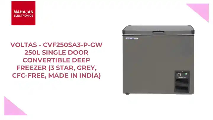 Voltas - CVF250SA3-P-GW 250L Single Door Convertible Deep Freezer (3 Star, Grey, CFC-Free, Made in India) by@Outfy