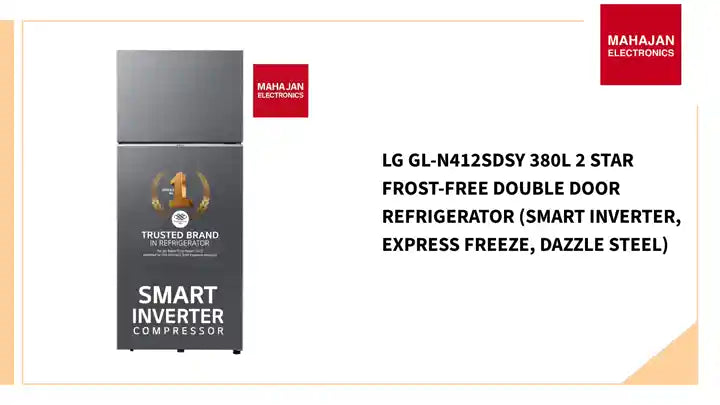 LG GL-N412SDSY 380L 2 Star Frost-Free Double Door Refrigerator (Smart Inverter, Express Freeze, Dazzle Steel) by@Outfy