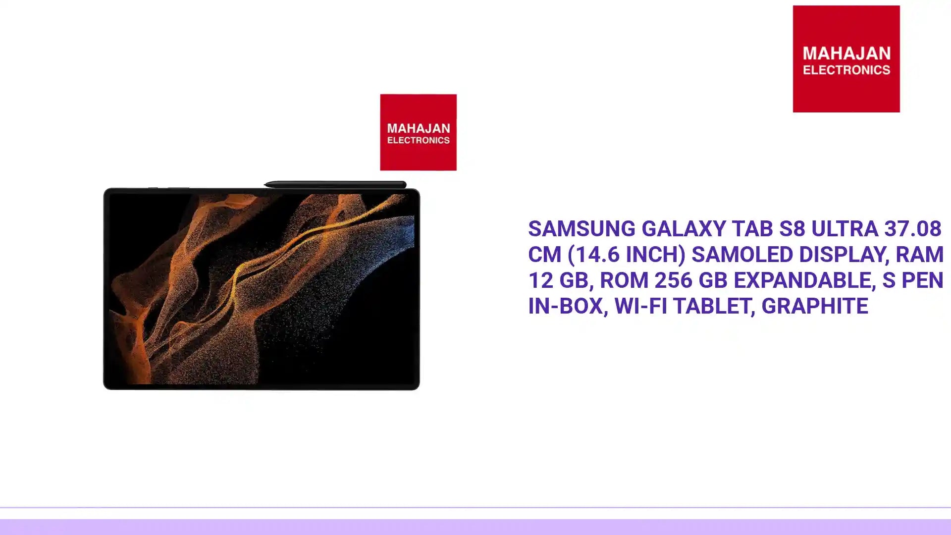 Samsung Galaxy Tab S8 Ultra 37.08 cm (14.6 inch) sAMOLED Display, RAM 12 GB, ROM 256 GB Expandable, S Pen in-Box, Wi-Fi Tablet, Graphite by@Outfy