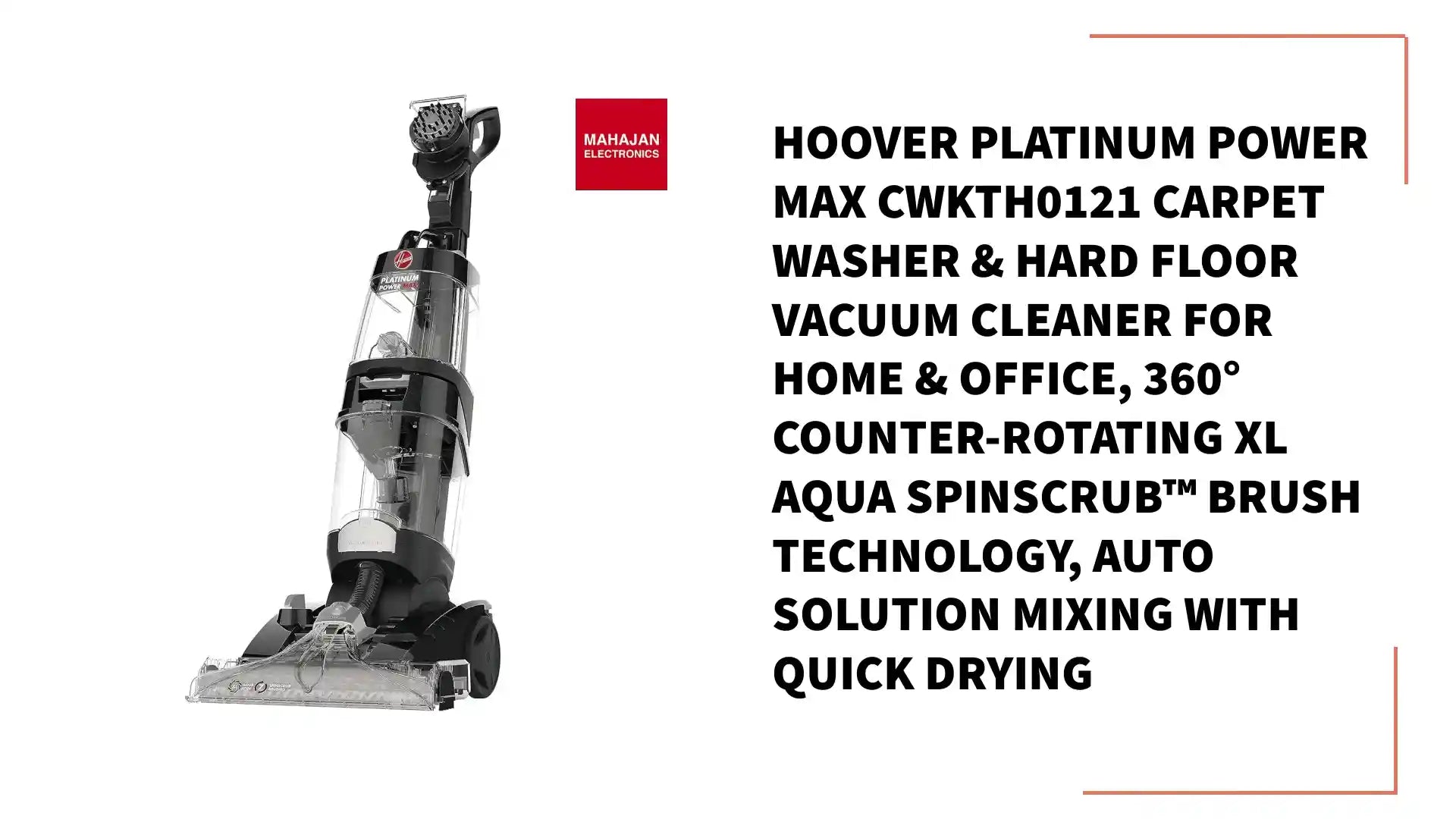 Hoover Platinum Power Max CWKTH0121 Carpet Washer & Hard Floor Vacuum Cleaner for Home & Office, 360° Counter-Rotating XL Aqua SpinScrub™ Brush Technology, Auto Solution Mixing with Quick Drying by@Outfy