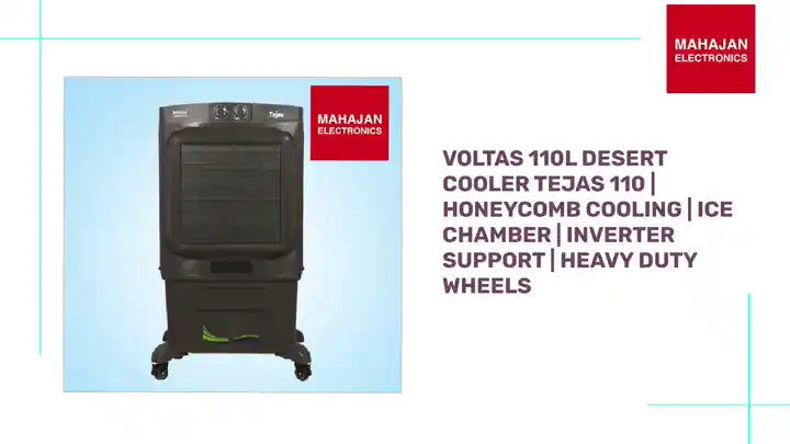 Voltas 110L Desert Cooler Tejas 110 | Honeycomb Cooling | Ice Chamber | Inverter Support | Heavy Duty Wheels by@Outfy
