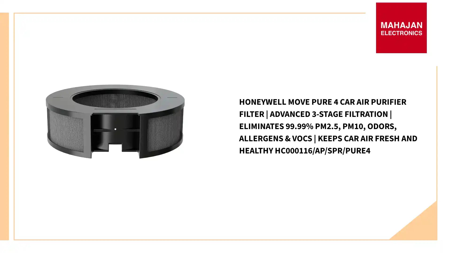 Honeywell Move Pure 4 Car Air Purifier Filter | Advanced 3-Stage Filtration | Eliminates 99.99% PM2.5, PM10, Odors, Allergens & VOCs | Keeps Car Air Fresh and Healthy HC000116/AP/SPR/PURE4 by@Outfy